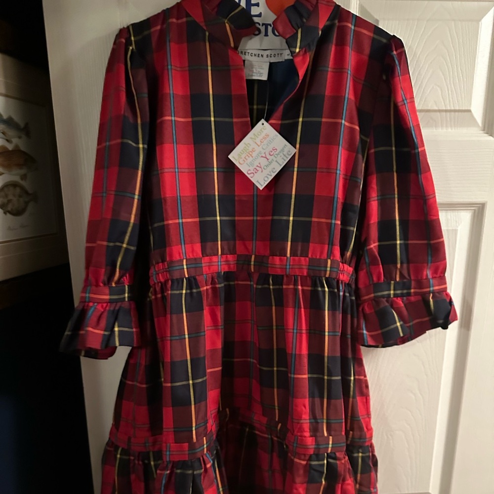 Gretchen Scott plaid mini dress, perfect for the Holiday Season!
